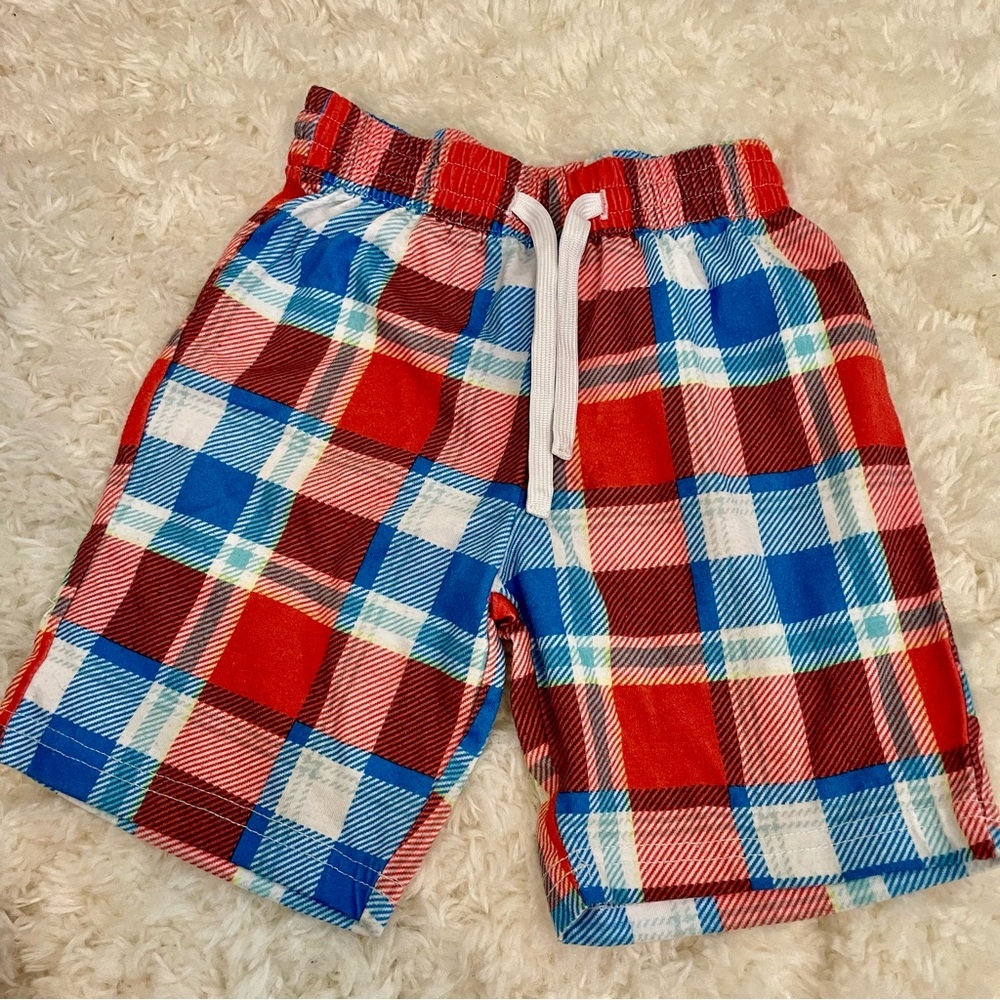 Cat & Jack Kids Plaid Pajama Shorts – Size XS Red Blue